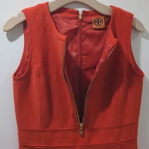 Tory Burch Mariel Orange 1/2 Zip Wool Blend Mini Dress Women's Size 4 - Picture 7 of 8